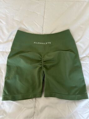 Alphalete Olive High-Waist Scrunch Bike Shorts